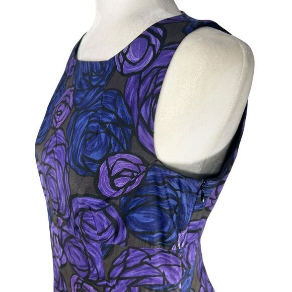 Theory Sz 10 Purple Paper Rose Sleeveless Sheath Dress - Picture 3 of 13